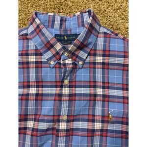 Ralph Lauren Classic Fit Plaid Button Down Shirt Flesh Pony Preppy Mens Size XXL